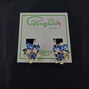 Cappagallo earrings with blue stones. No piercing needed. Great for anyone!